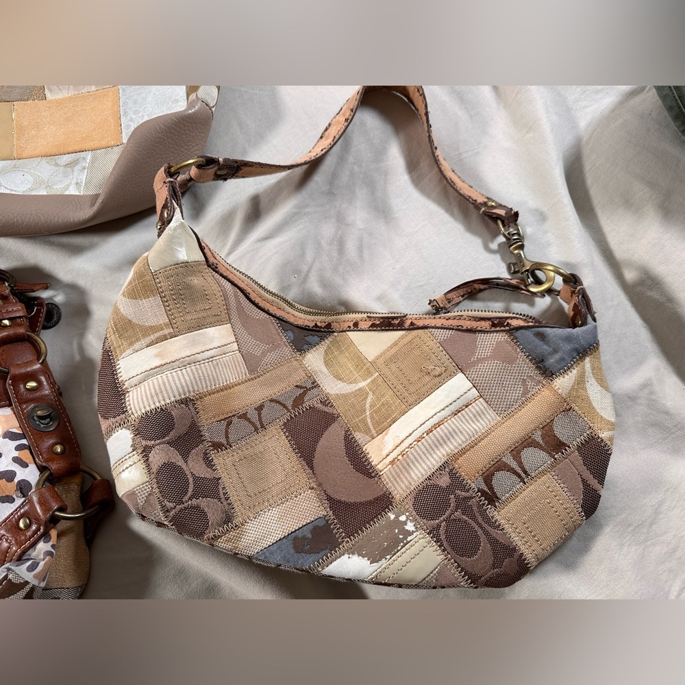 Coach Patchwork Vintage Brown Shoulder Bag Set Of 3 Rough Condition Y2K 90s 2000 - Picture 3 of 16
